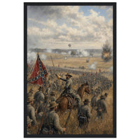 Framed print of the first charge at Manassas, ready to hang.