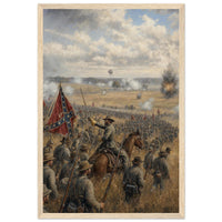 Framed print of the first charge at Manassas, ready to hang.