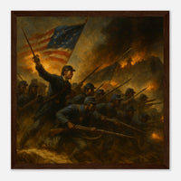 Framed print of the 54th Massachusetts assaulting Fort Wagner, ready to hang.