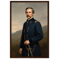 Framed portrait of a Union general, ready to hang.