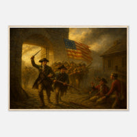 Framed print of the capture of Fort Ticonderoga, ready to hang.