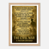 Framed print depicting the divided nation of the Civil War, ready to hang.