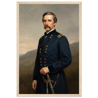 Framed portrait of a Union general, ready to hang.