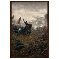 Framed print of a Civil War battlefield, ready to hang.
