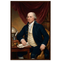 Framed portrait of a Revolutionary-era patriot, ready to hang.