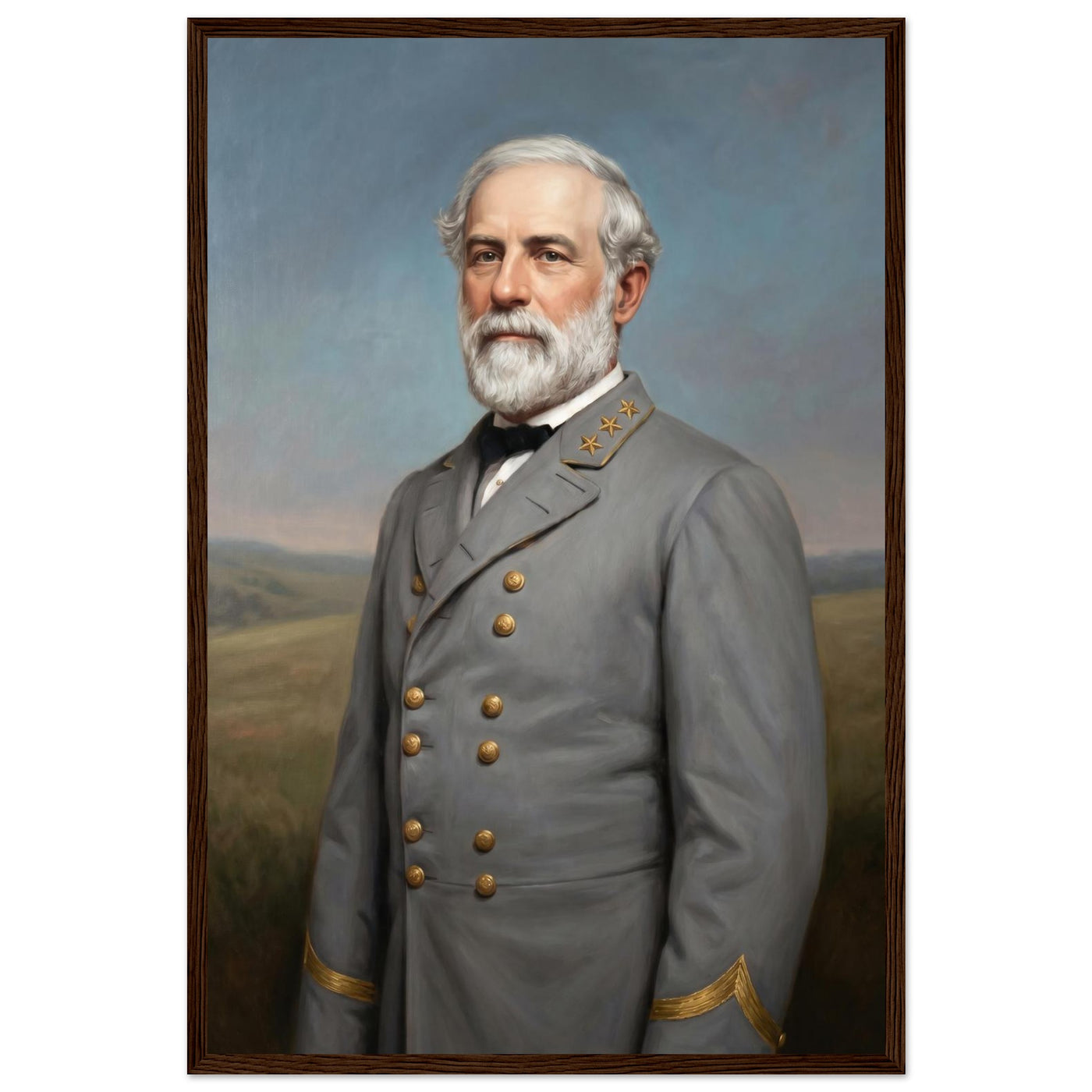 Framed portrait of a distinguished Civil War officer, ready to hang.