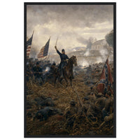 Framed print of a Civil War battlefield, ready to hang.