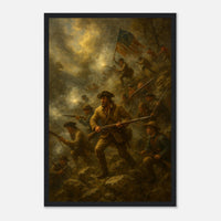 Framed print of the Battle of Kings Mountain, ready to hang.