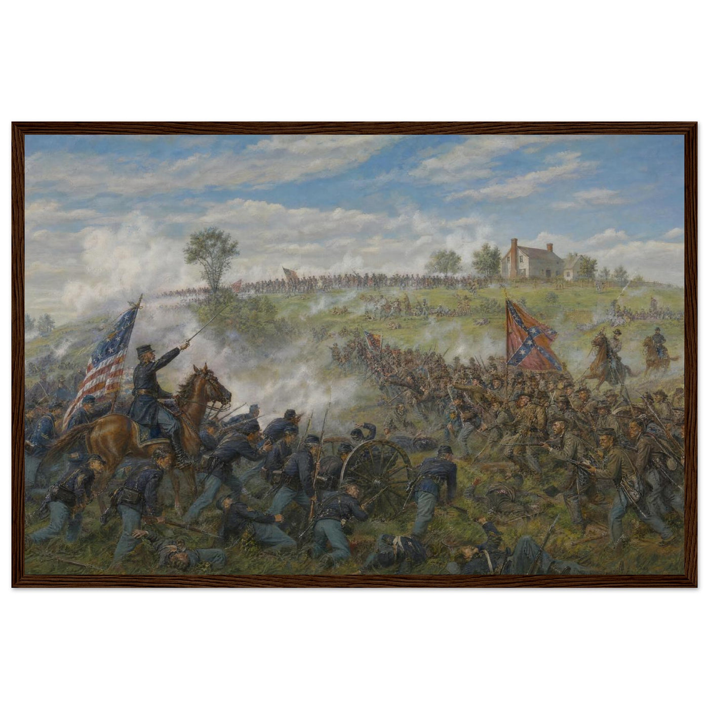 Wooden framed print of the First Battle of Bull Run — room view, ready to hang.