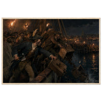 Framed print of the Boston Tea Party, ready to hang.