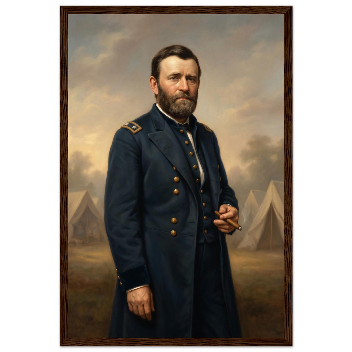 Framed standing portrait of General Ulysses S. Grant, ready to hang.
