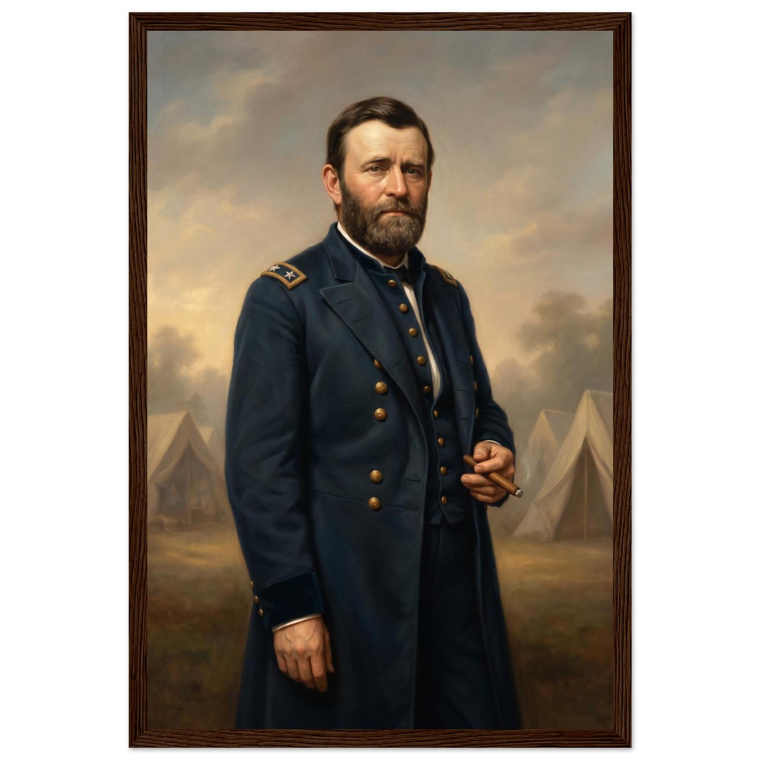 Framed standing portrait of General Ulysses S. Grant, ready to hang.