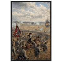Framed print of the first charge at Manassas, ready to hang.