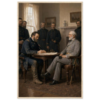 Framed print of Lee and Grant at the Appomattox surrender, ready to hang.