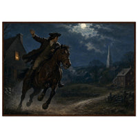 Framed print of Paul Revere's midnight ride, ready to hang.