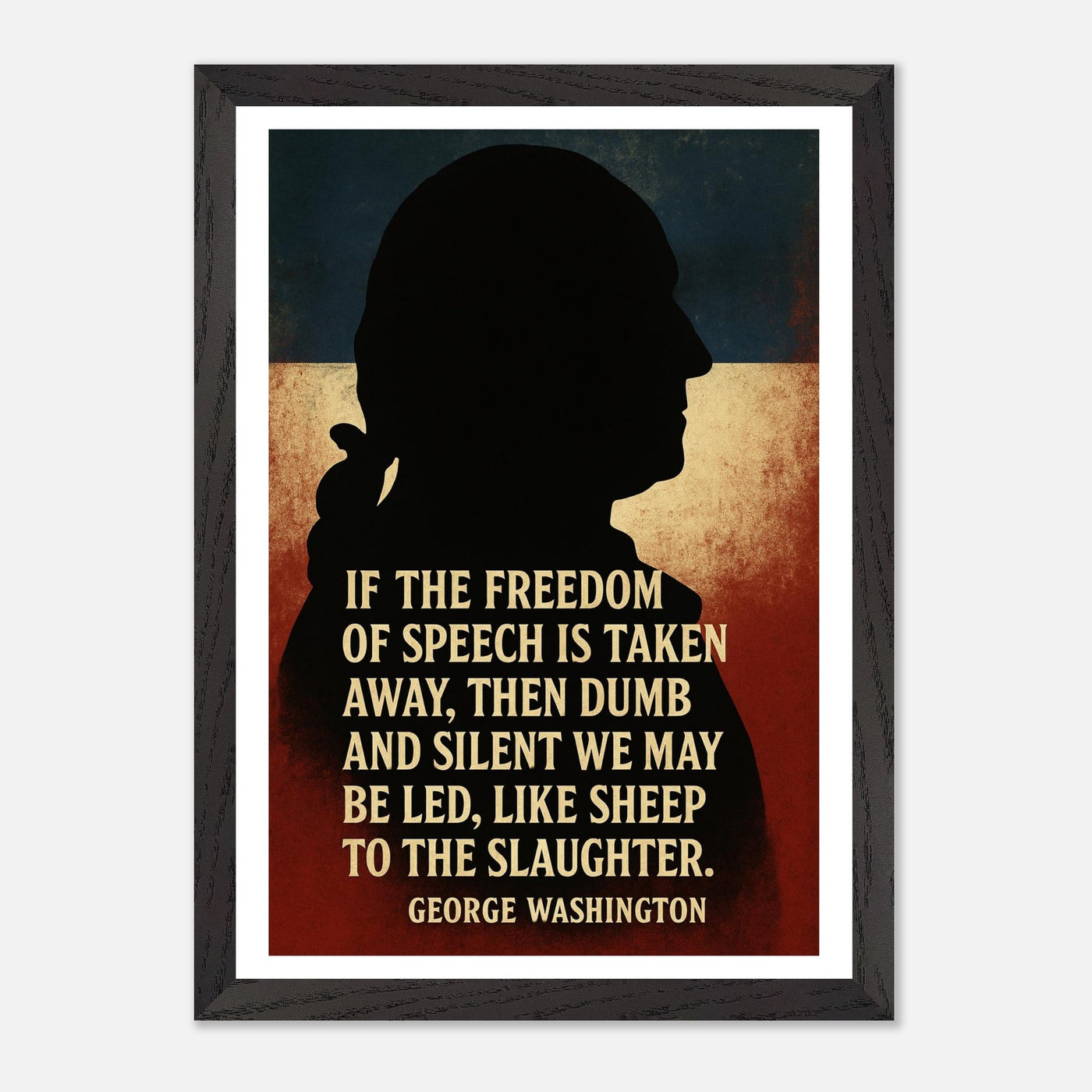 Framed portrait of Washington, commander for freedom, ready to hang.