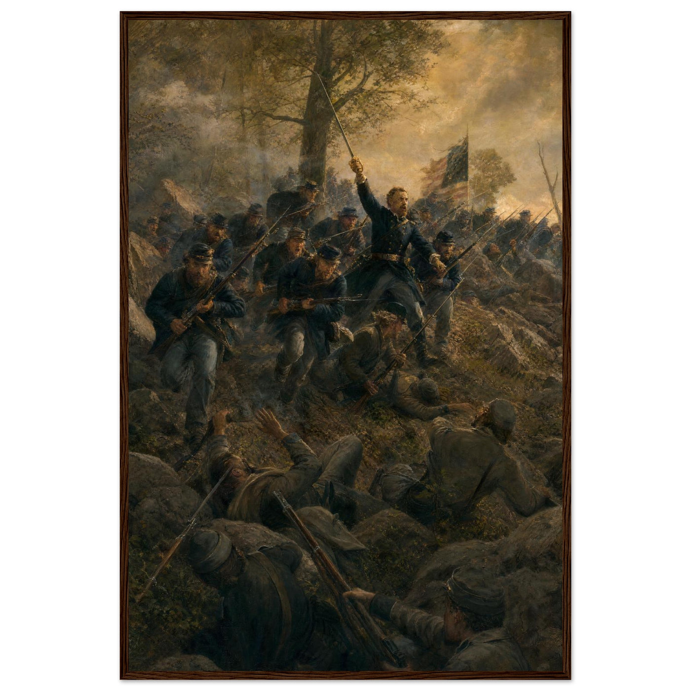 Framed print of the Battle of Nashville, ready to hang.