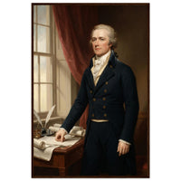 Framed portrait of Alexander Hamilton, ready to hang.