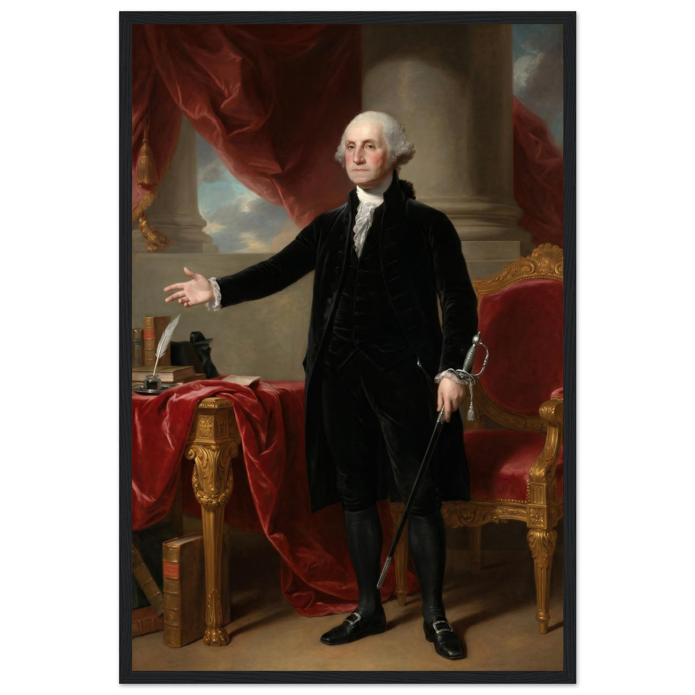 Framed portrait of George Washington, ready to hang.