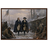Framed print of Washington in prayer at Valley Forge, ready to hang.