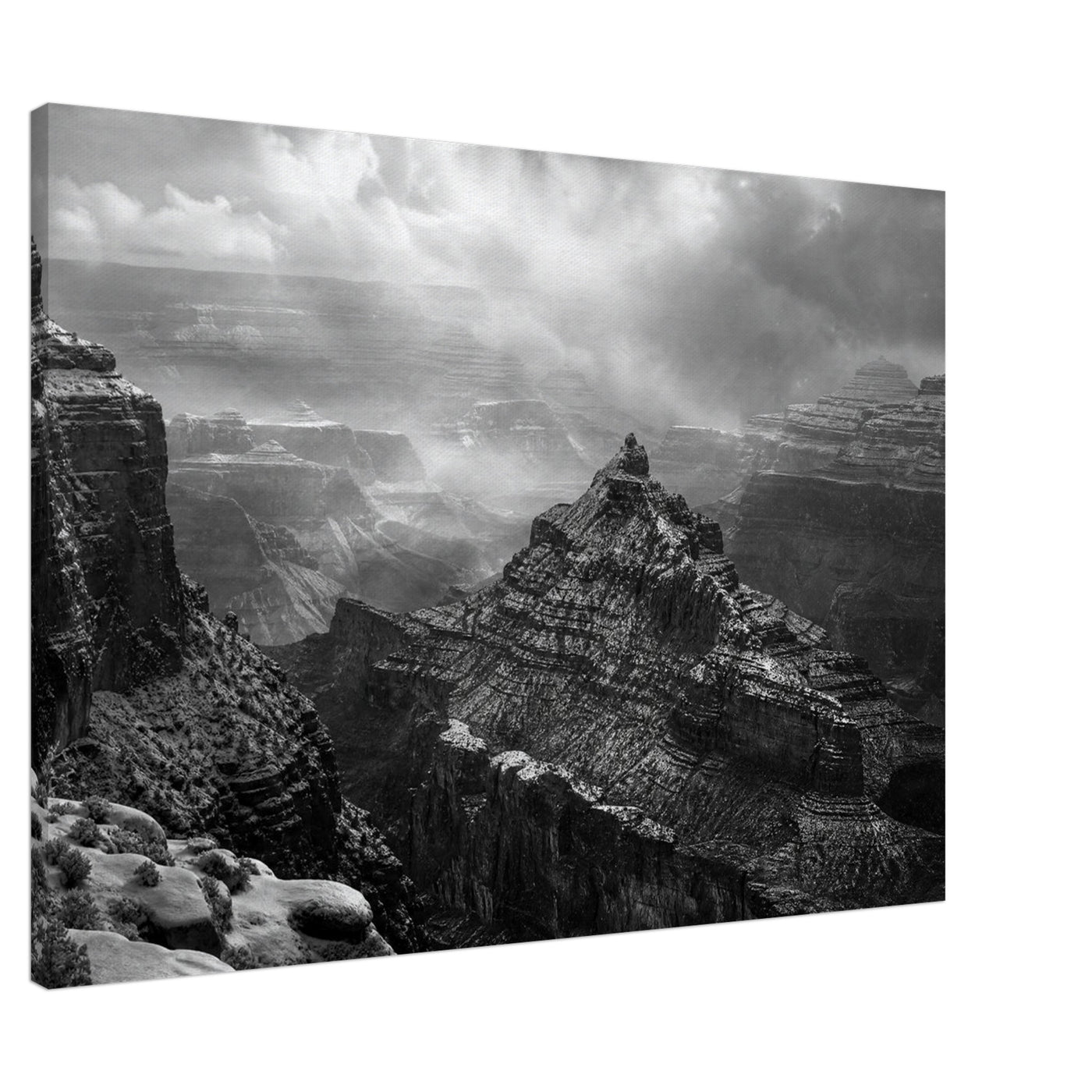 Canvas print of the Grand Canyon in winter — room view, ready to hang.