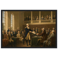 Framed print of Washington resigning his commission, ready to hang.