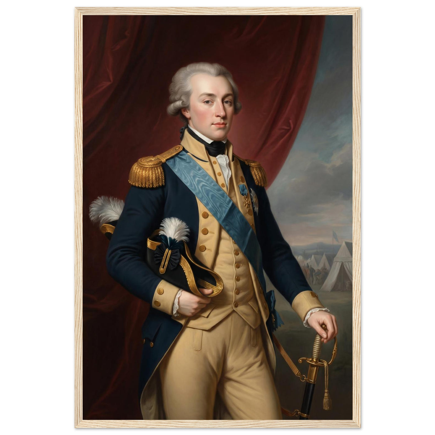 Framed portrait of an early American statesman, ready to hang.