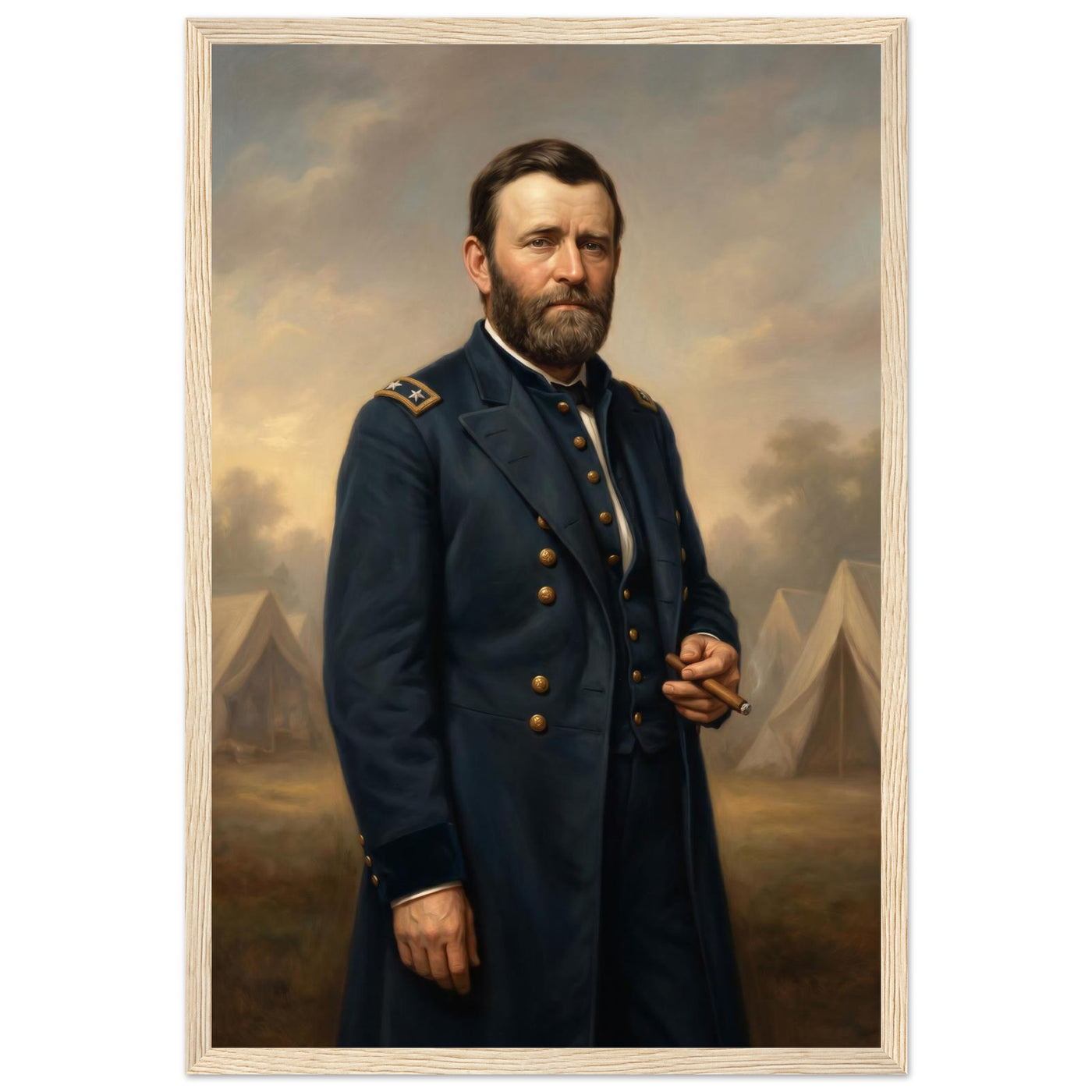 Framed standing portrait of General Ulysses S. Grant, ready to hang.