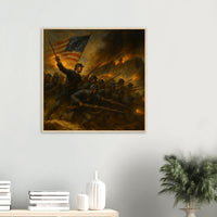Framed print of the 54th Massachusetts assaulting Fort Wagner, ready to hang.