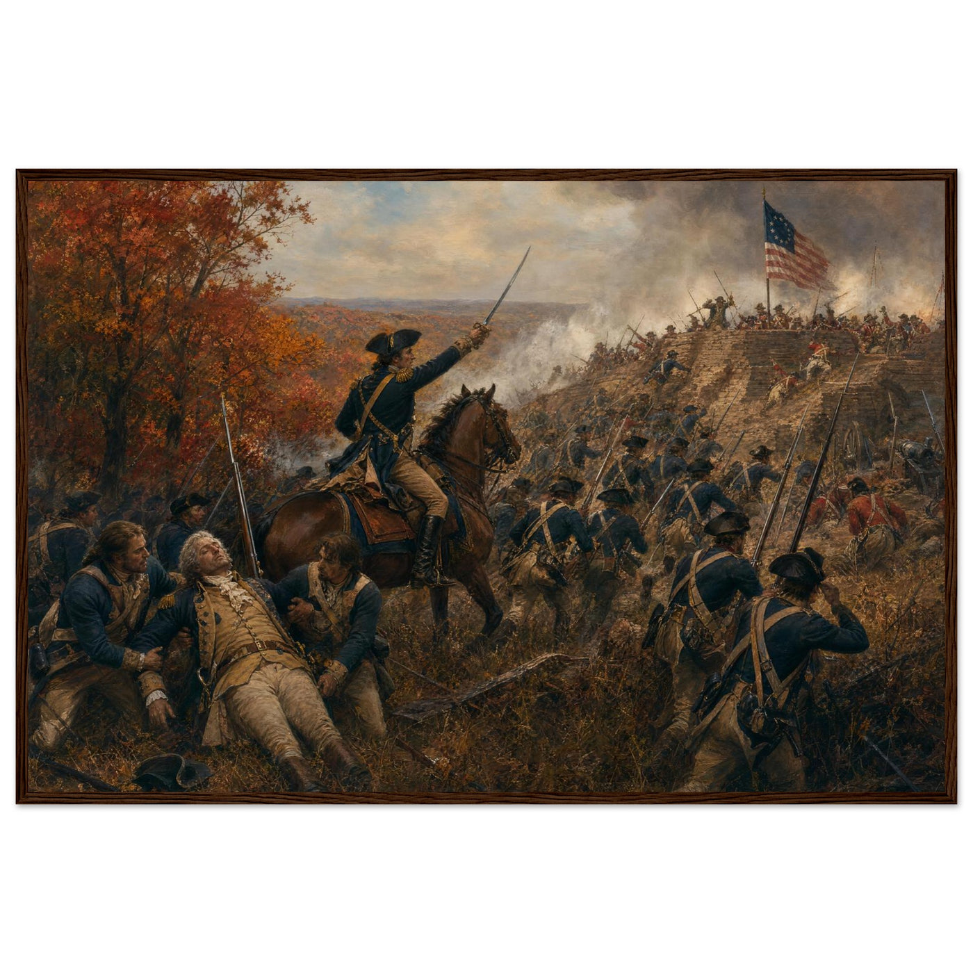 Framed print of the Spirit of '76 marching on, ready to hang.