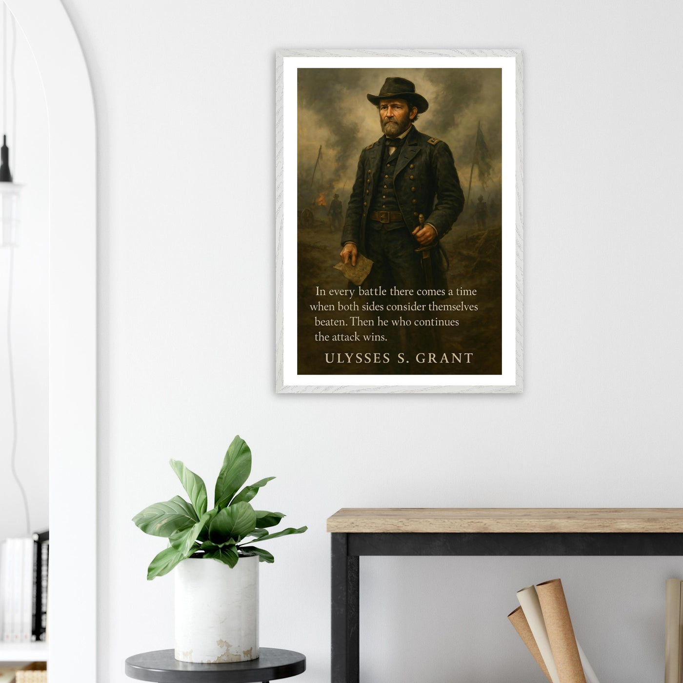 Framed portrait of General Ulysses S. Grant, ready to hang.