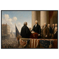 Framed print of Washington's first inauguration, ready to hang.