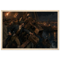 Framed print of the Boston Tea Party, ready to hang.