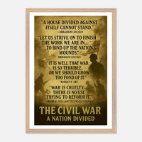 Framed print depicting the divided nation of the Civil War, ready to hang.