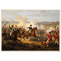 Framed art print of a mounted officer leading a Civil War cavalry charge with the colors, in a solid wood frame.