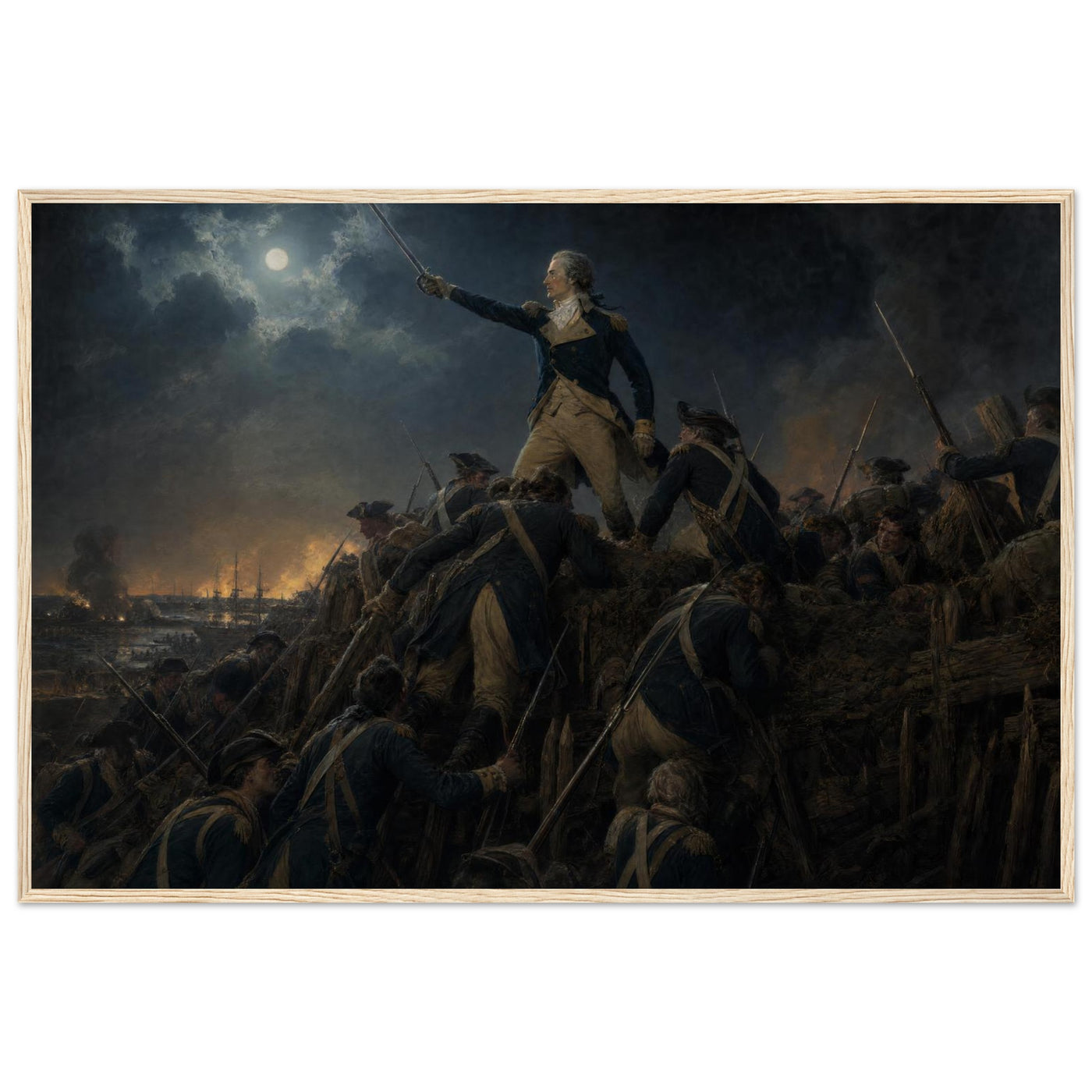 Framed print of the crossing of the Delaware, ready to hang.