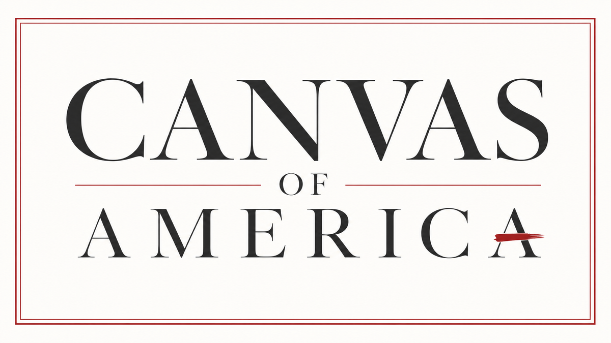 Canvas of America Gift Card — the Canvas of America wordmark logo on a cream card with a red border