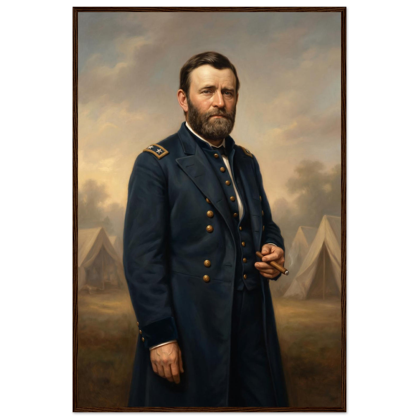Framed standing portrait of General Ulysses S. Grant, ready to hang.