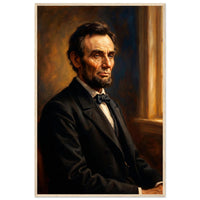 Framed seated portrait of Abraham Lincoln, ready to hang.