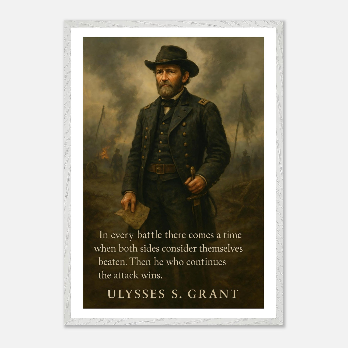Framed portrait of General Ulysses S. Grant, ready to hang.