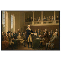 Framed print of Washington resigning his commission, ready to hang.