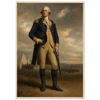 George Washington — The Continental General — framed fine art print of Washington in camp, 12x18″ in a natural wood frame