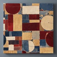 Section Lines – aerial farmland sections and irrigation circles in red, cream and blue, patriotic canvas wall art on a slate grey wall