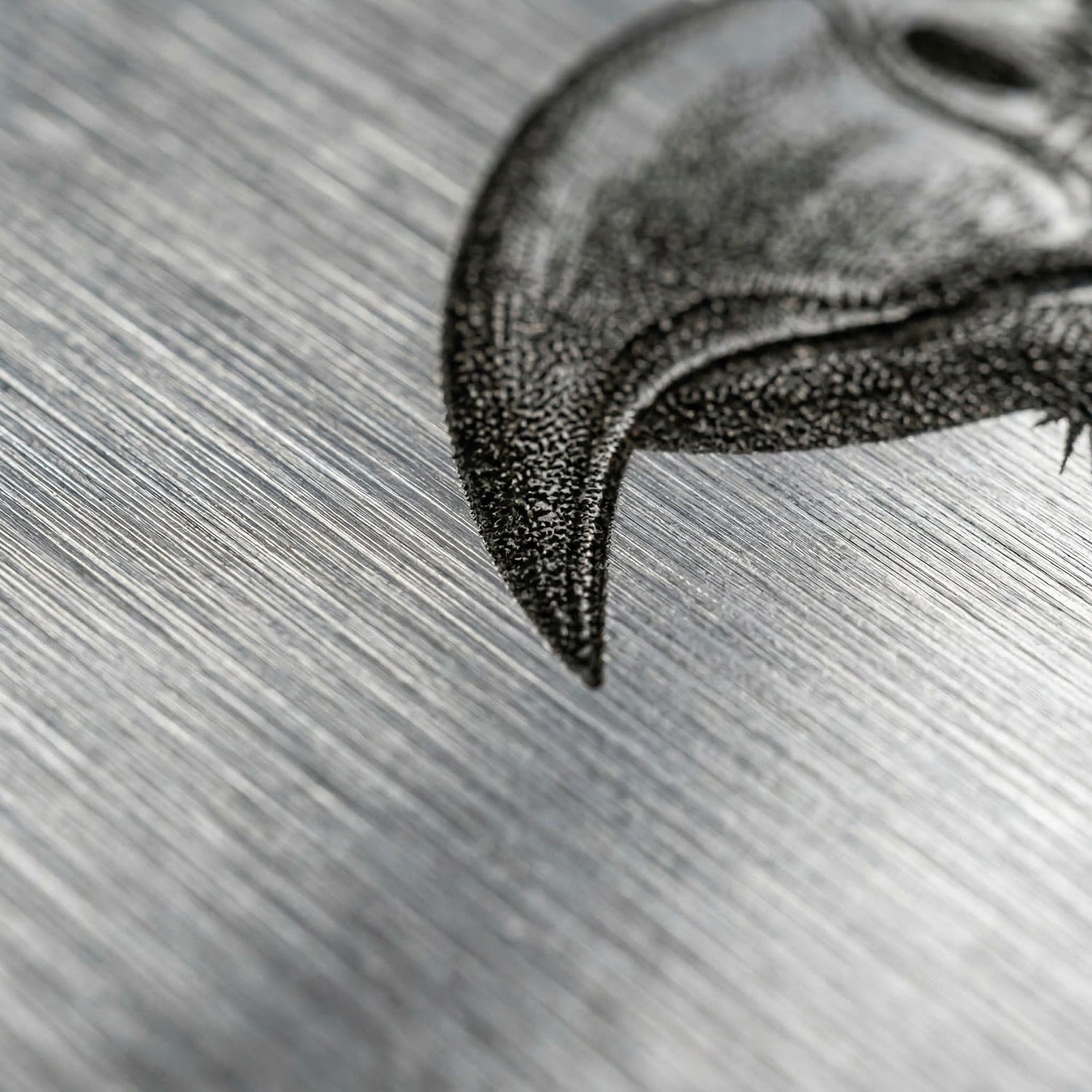 Brushed aluminum print surface close-up