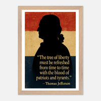 Framed Thomas Jefferson 'blood of patriots' quote print, ready to hang.