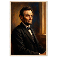 Framed seated portrait of Abraham Lincoln, ready to hang.