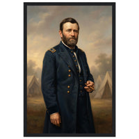Framed standing portrait of General Ulysses S. Grant, ready to hang.