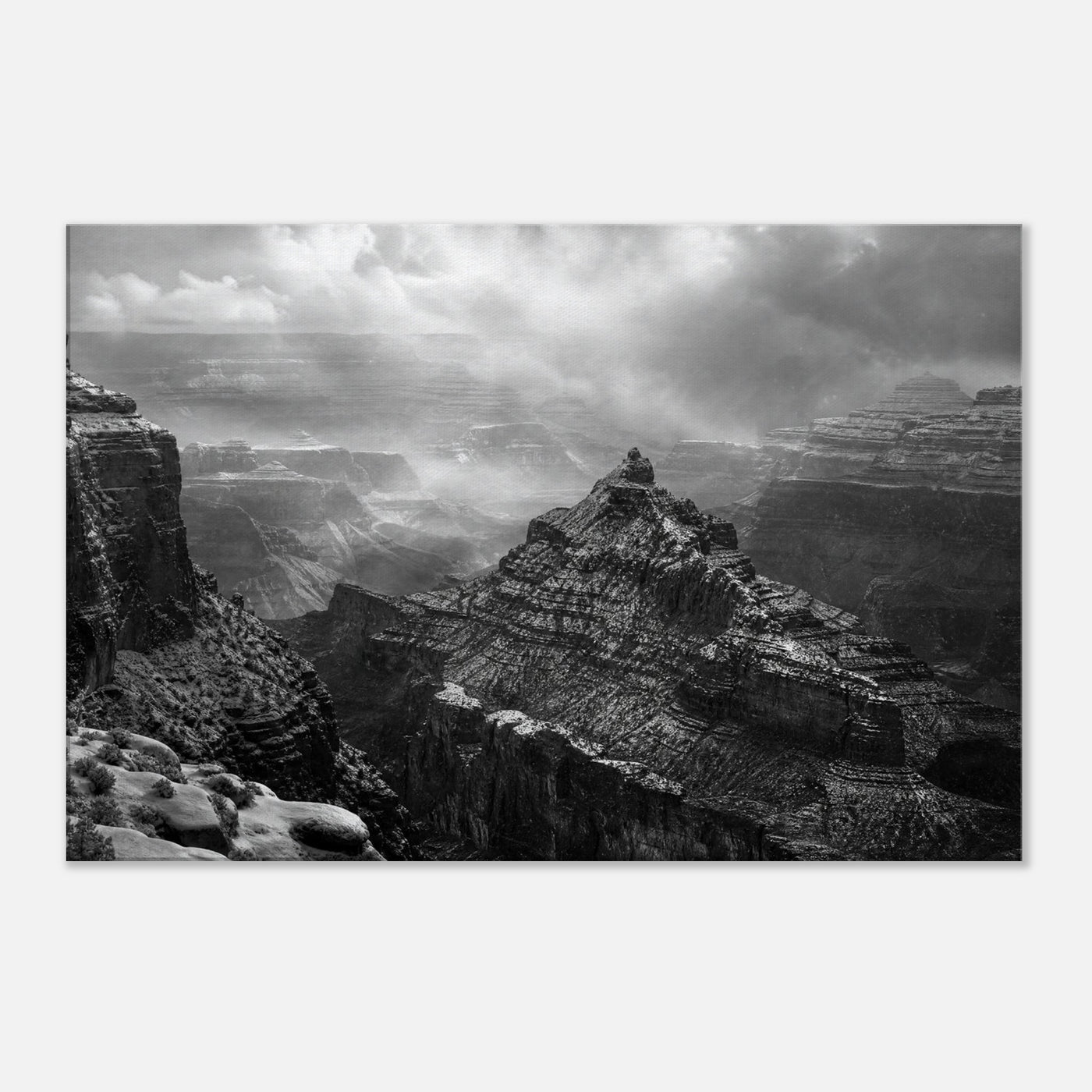 Canvas print of the Grand Canyon in winter — room view, ready to hang.