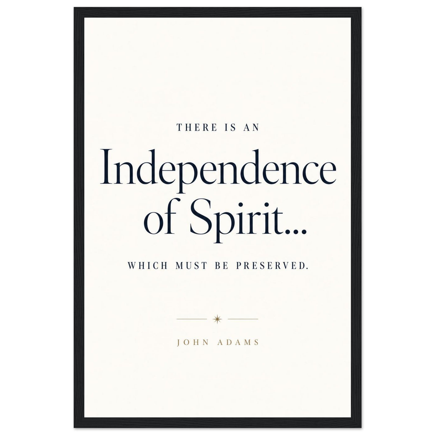 Wooden framed print of John Adams' independence quote — room view, ready to hang.
