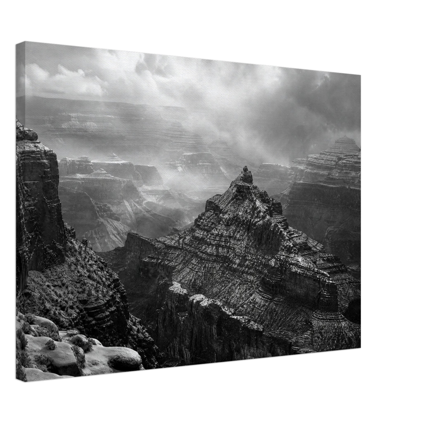 Canvas print of the Grand Canyon in winter — room view, ready to hang.
